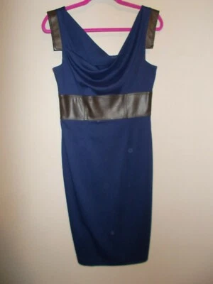 Vestido Maggie London para mujer talla 8 sin mangas cintura alta metal cremallera imitación cuero Foto 1 de 4