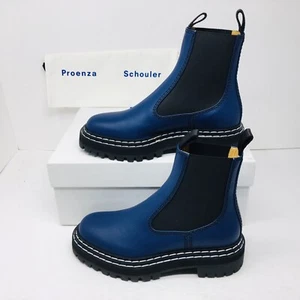 Proenza Schouler Women’s Lug Sole Blue Chelsea Boots Size US 7.5 M / EU 37.5 - Picture 1 of 18