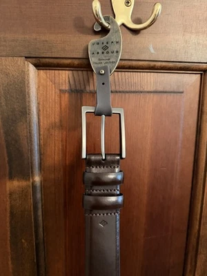 NWT Men’s Jospeh Abboud Dark Brown Italian Leather Belt 48 Silver Buckle - Image 1 of 4