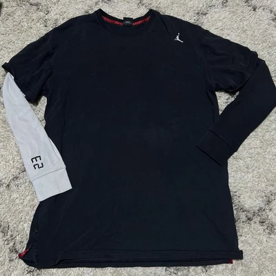 Nike Air Jordan Long Sleeve Thermal Sleeve T-Shirt Black White Jumpman 23 XXL 2X - Image 1 of 4