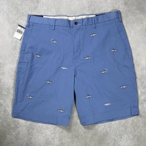 Ralph Lauren Polo Shorts Stretch 9” Soft Royal Blue Fish AOP Sz 35 - Picture 1 of 13