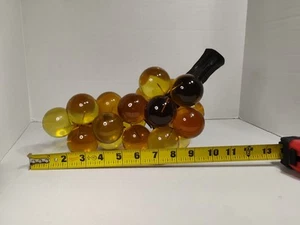 Large 12” Vintage MID CENTURY Amber LUCITE GRAPE CLUSTER on Faux Branch - Picture 1 of 13