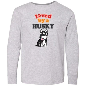 Inktastic Siberian Husky Dog Puppy Youth Long Sleeve T-Shirt Pets Cute Tee Kids - Picture 1 of 4