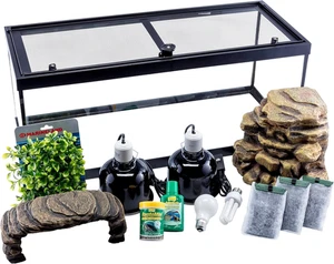 Aquatic Turtle Deluxe Kit 20 Gallons, Aquarium with Filter and Heating Lamps, 30 - Picture 1 of 12