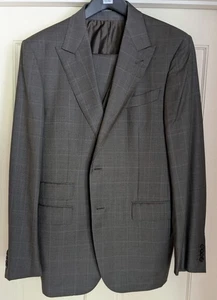 Neu ohne Etikett Ermenegildo Zegna maßgeschneiderter brauner 3-teiliger Anzug mit Hahnentrittmuster und Karomuster EU52R US42R - Bild 1 von 16