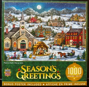 Master Pieces Puzzle 1000 Teile Seasons Greetings PEACE ON EARTH Bonnie White NEU - Bild 1 von 5