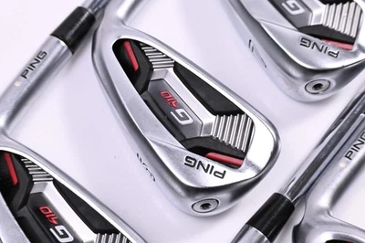 Ping G410 Irons / 5-PW+UW+LW / White Dot / Regular Flex Ping AWT 2.0 Shafts - Image 1 of 4