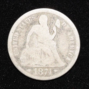 1874 Seated Liberty Dime 10c Ten Cents With Arrows Circulated - Picture 1 of 2