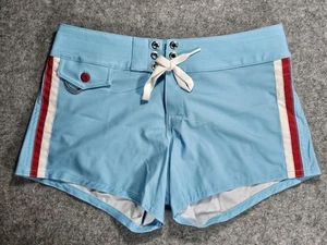 Birdwell Beach Britches 404 hellblaue Boardshorts Damengröße 4 neu mit Etikett rote Streifen - Bild 1 von 6