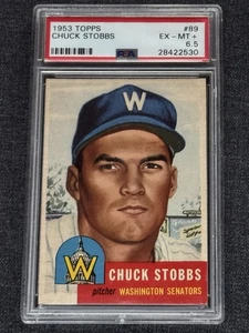 1953 TOPPS BASEBALL CARD #89 CHUCK STOBBS WASHINGTON SENATORS PSA 6.5 EXMT+ - Picture 1 of 2