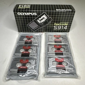 Olympus S914 Pearlcorder Microcassette Recorder Black w/ Tapes - Picture 1 of 4