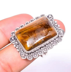 Natural Yellow Tiger Eye - South Africa Handmade Antique Ring s.10 TR7787-178 - Picture 1 of 5