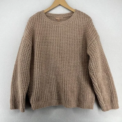 Suéter BAREFOOT DREAMS Mujer L Acogedor Waffle Felpa Jersey Pullover Marrón Foto 1 de 4