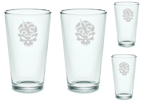 SET New Orleans Saints Pint Beer Glasses Etched Tumblers Drinkware Cover