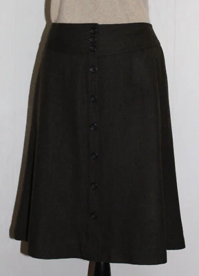 Banana Republic Brown Button Front Wool Blend Fit and Flare Skirt Size 8P - Image 1 of 4
