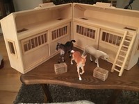 melissa & doug folding wooden horse stable dollhouse with fence