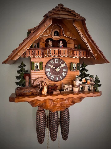 cuckoo clock black forest 8 day original germany  music beer drinker beer garden Cover
