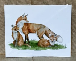 Mama Rotfuchs und Babys Karton Kunstdruck Kathy Günther Landhaus Koboldkern - Bild 1 von 5