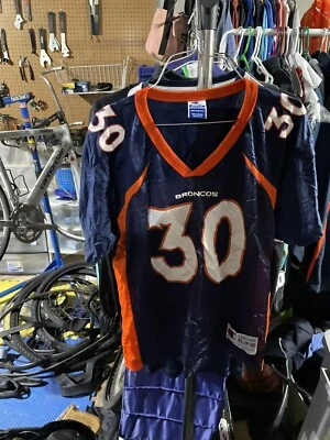Винтажная футболка Denver Broncos Terrell Davis молодежная средняя темно-синяя оранжевая Champion для мальчиков - Изображение 1 из 4