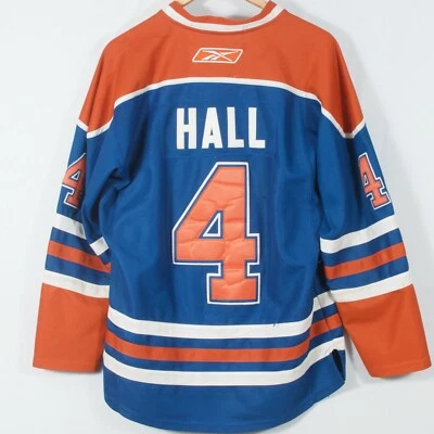 Edmonton Oilers 52 Reebok Authentic HALL 4 Embroidered & Twill Crest Jersey - Image 1 of 4