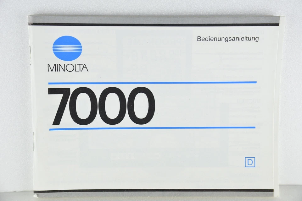 Brochure Mode d’emploi Allemand MINOLTA 7000 Bedienungsanleitung - Deutsche - Image 1 of 1