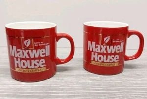 Juego de 2 tazas de café Maxwell House cerámica roja Inglaterra vintage - Imagen 1 de 4