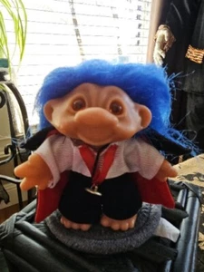 Vintage Troll Doll 1986 DAM Blue Hair Count Dracula - Picture 1 of 5