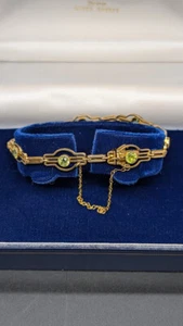 Antique 9ct Gold Peridot Bracelet â August Birthstone âĒ Deakin & Francis âĒc.1890 - Picture 1 of 2