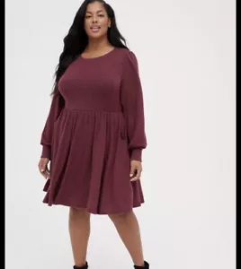 Torrid Womens Babydoll Plush Long Sleeve Dress Sz 1X NWT - Picture 1 of 10