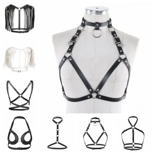 Sexy Women Body Chest Harness Waist Belt Strap Costume Gothic Corset Bustier Bra - Picture 1 of 22