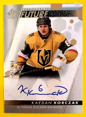 KAEDAN KORCZAK FUTURE WATCH 2022-23 UD SP AUTHENTIC AUTO /999 ROOKIE #122 VEGAS - Image 1 of 4