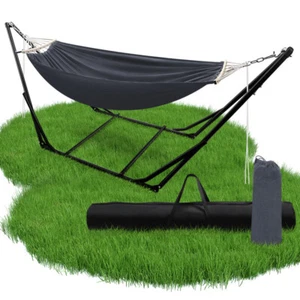 Hängematte mit Gestell Hängesessel Baumwolle belastbar Camping Outdoor - Bild 1 von 11