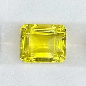 Natural Yellow Lemon Quartz  36.41 Cts Emerald Cut Loose Gemstone - Picture 1 of 6