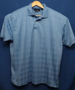 Hathaway Men's Size Extra Large Light Blue Polo Cool Max Diamond Pattern - Picture 1 of 8