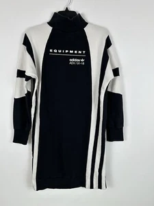 Adidas Equipment Black White Stripe Mock Neck Sweater Sweatshirt Dress Small - Picture 1 of 9