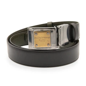 DOLCE & GABBANA Con Logo Reversible Cinturón Cuero, Marrón y Verde BC3928 - Imagen 1 de 6