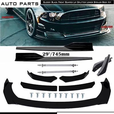 For 05-09 Ford Mustang GT Front Bumper Lip Spoiler Side Skirt Splitter Gloss B - Image 1 of 4