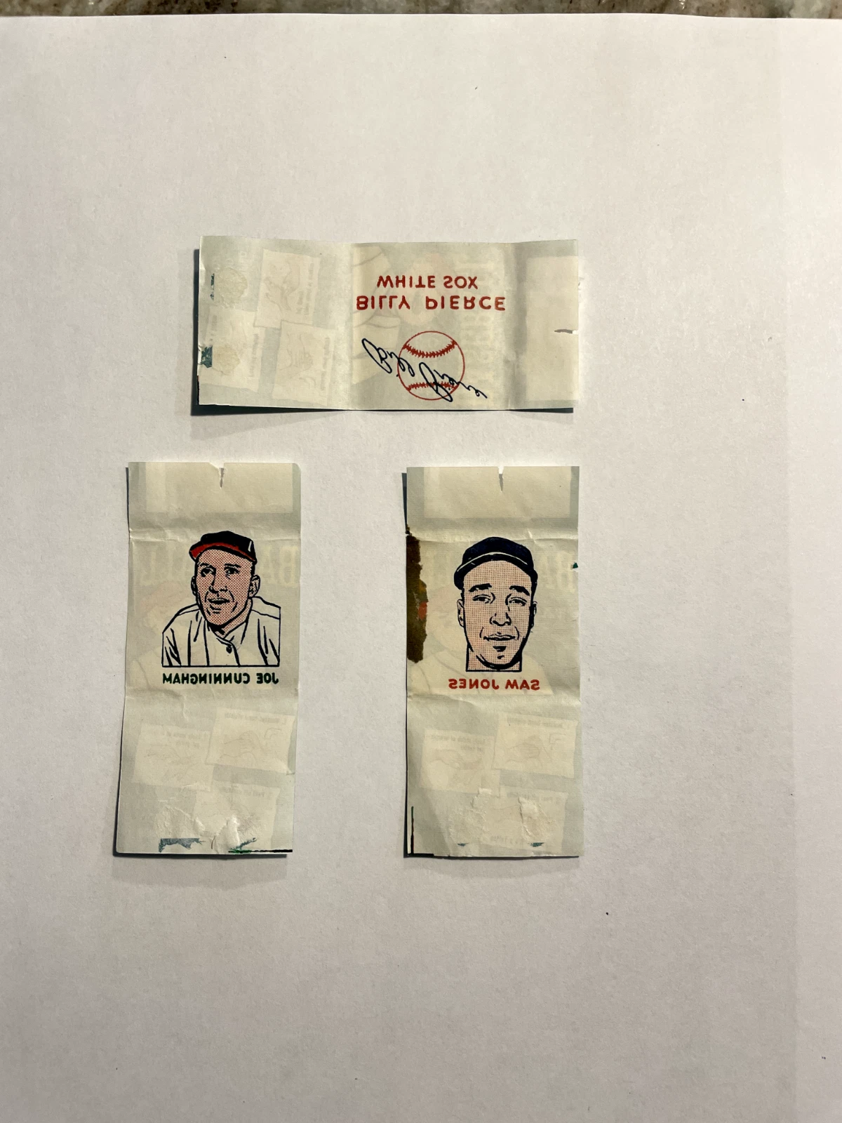 1960 Topps Baseball Tattoos - Billy Pierce Auto. Sam Jones and Joe Cunningham
