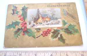 VINTAGE EMBOSSED CHRISTMAS POSTCARD~REMEMBRANCE CHRISTMAS - Picture 1 of 1