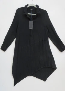RRP £169 GRIZAS L/12-14 UK (CH 52 cm) Black Soft Wool Asymmetric Tunic Blouse - Picture 1 of 9