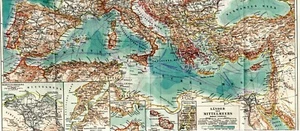 1898 = MAR MEDITERRANEO = Antica MAPPA= OLD MAP cm. 24x46 - Picture 1 of 1