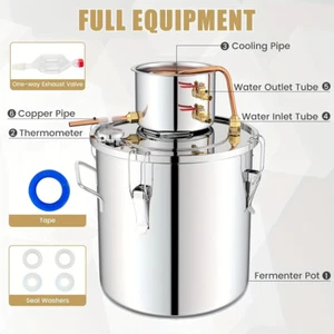 30L 8Gal Alcohol Distiller Water Wine Home Copper Boiler Moonshine Still - Picture 1 of 11