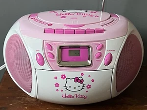 Hello Kitty AM/FM Radio Cassette Recorder CD Player Boombox KT2028A Tested Works - Picture 1 of 24