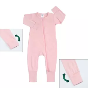 BABY ROMPER-SLEEPER 3-6 Long Sleeve Mitted Footed Footless Double Zipper Cotton - Picture 1 of 13