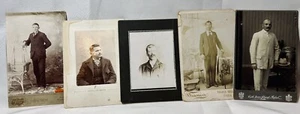 Lot of 5 Antique Photos Photographs Cabinet Cards Post Cards of Men VTG - Picture 1 of 6