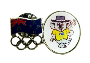 Vintage 1987 Australian Olympic Team Pinback Mascot Koala Bear Willy 1.25" Wide - Picture 1 of 8