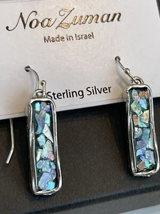 Noa Zuman antiker Ohrhänger Glas blau Made in Israel Sterlingsilber - Bild 1 von 9