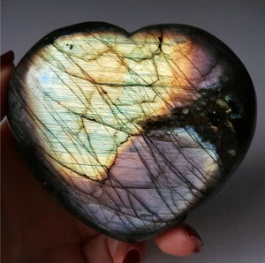 AAA 234.8G Natural Purple Rainbow Labradorite Crystal Heart Madagascar YN110 - Picture 1 of 12