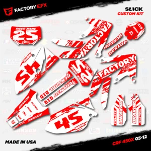 Red & White Slick Racing Graphics kit fits Honda Crf450X 05-18 Crf 450X 450 - Picture 1 of 5