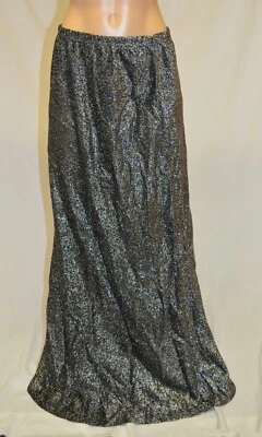 Maxi Falda Montgomery Ward Vintage Años 70 Negra Metálica Brillante Disco Talla 12 Foto 1 de 2